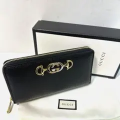 ✨SAランク✨　GUCCI ミニ財布　ホースビット　ビット　シボ　馬具　ブラック ✨SAランク✨ GUCCI ミニ財布 ホースビット ビット シボ 馬具 ブラック