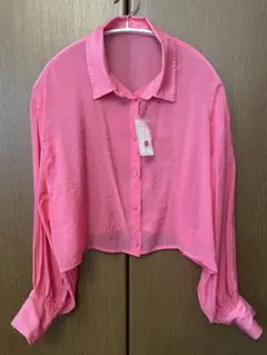 apres jour mignon クロップドシアーシャツ　ピンク　Ｆのサムネイル