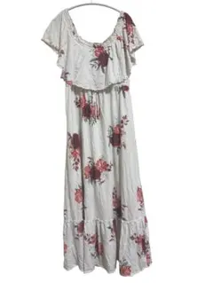 【ジェラートピケ】花柄ホワイトマキシドレス ワンピース