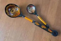 木製 スプーン 2本セット ホフロマ塗り風 民芸品
