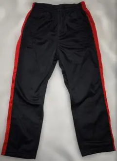 トラックパンツ 黒 赤ストライプ