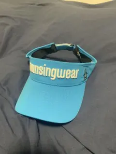 【美品】マンシングウェア ゴルフ サンバイザー ペンギンロゴ スカイブルー 青