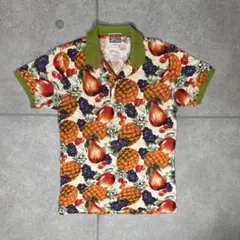 アロハポロシャツ　果実　フルーツ　ハワイアン　鹿の子　90s　リンガー　パイン