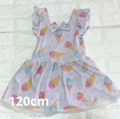 キッズ ワンピース水着 アイスクリー厶柄　フリル　120cm