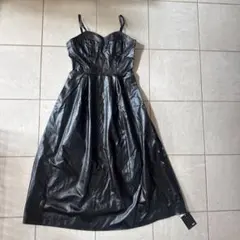 新品タグ付き レザー キャミワンピース ブラック