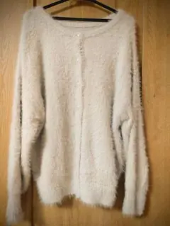 ２WAYシャギーニットカーディガン　オフホワイト M