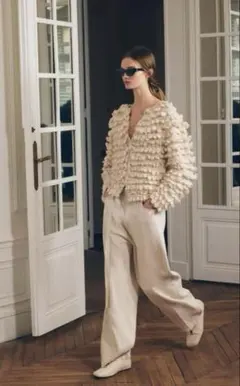 新品タグ付き　ZARA テクスチャーニットカーディガン Lサイズ