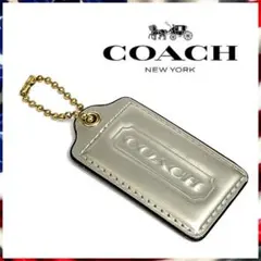 希少　コーチ　バッグタグ　シルバー　エナメル　レザータグ