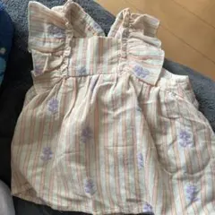 ZARA ベビー ストライプ 刺繍 ワンピース 3-6ヶ月のサムネイル
