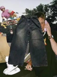 ダークブルークラシックデニムワイドレッグ