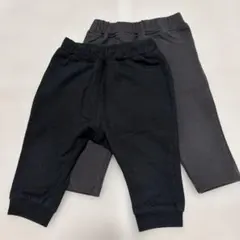 子供 ボトムス パンツ 黒 グレー 70cm 2枚セット