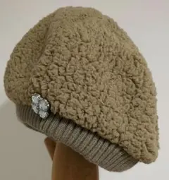 Grace hats　ニット帽　ボア素材　ベージュ