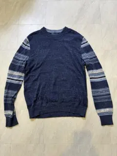 GAP メンズ ニット セーター L ネイビー 袖柄