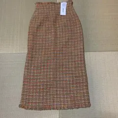 オレンジ系ツイードタイトスカート