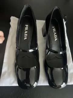 PRADA-ブラック パテントレザー メリージェーン ヒール 38のサムネイル