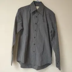 スーツカンパニー　　長袖ワイシャツ　黒　グレー　ストライプ
