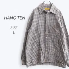 a3677▶ハンテン　HANG TEN　長袖シャツ【L】チェック　綿100%　春のサムネイル