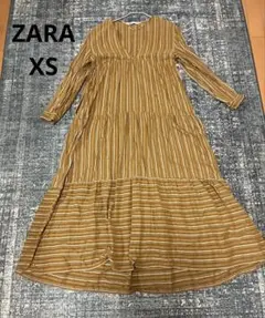 ZARA ザラ Vネック ストライプ ロングワンピース XS