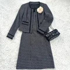 【美品】 ママスーツ　ノーカラージャケット ワンピースセットアップ入学式　卒業式