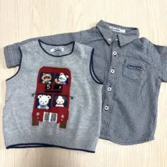 familiar 80美品 ニットベスト長袖シャツ2点セット