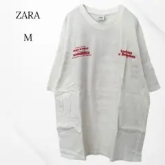 ザラ　Tシャツ　半袖　M テキストプリント　オーバーサイズ　ストリート感　夏
