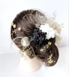 no.4638 成人式　髪飾り　卒業式　成人式　髪飾り　水引　ヘアアクセ　金箔