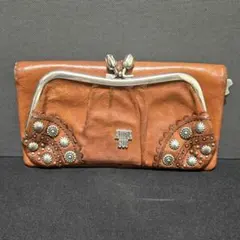 ✨激レア✨ANNA SUI がま口 三つ折り財布 編み込み 薔薇金具 バラ型押し ✨激レア✨ANNA SUI がま口 三つ折り財布 編み込み 薔薇金具