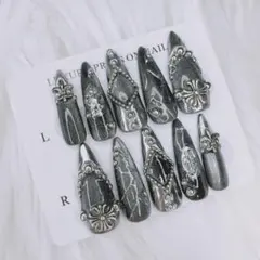 ♡ シズニルック　y2k　メタリック マグネット　十字架　ネイルチップ 現品 ♡