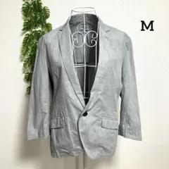 訳あり！ミッシェルクラン・メンズ M 七分袖ジャケット グレー 綿100%