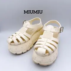 【人気商品】MIUMIU ミュウミュウ 厚底 サンダル ホワイトのサムネイル