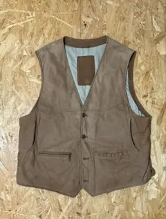 C&A Angelo Litrico 牛革 ブラウンレザー ベスト XXL