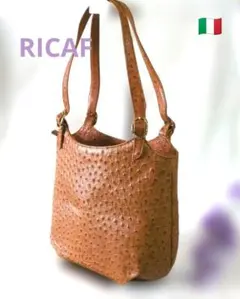 最終価格❢ 本革 オーストリッチ RICAF イタリア製 ショルダーバッグ