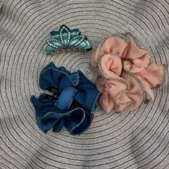 シュシュ　ヘアークリップ　バレッタ3点セット