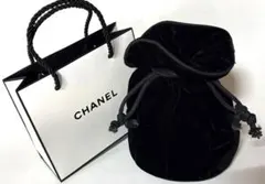 美品☆CHANEL シャネル☆ブラック ベルベット 巾着 ポーチ&ミニショッパー