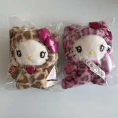 ハローキティ　マスコットホルダー　ギャルネコ　ヒョウ柄　ピンク　サンリオ