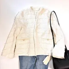 【新品】qualite 定価5,3万 フリンジツィードジャケット 完売のサムネイル