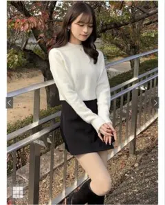 新品未使用　GRL モヘヤタッチショート丈ニットトップス[kz586] ホワイト