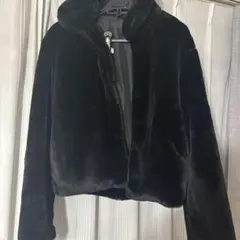 ブラック ポリエステルファーコート サイズF