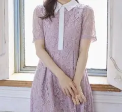 パール釦パネルライン襟付きレースワンピース tocco closet