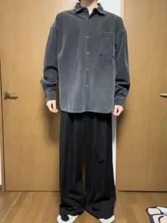 【極暖】太畝 コーデュロイシャツ オーバーサイズ ブラウン 178cm着用