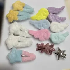 ふわふわ　ヘアピン　ヘアクリップ　まとめ売り　天使の羽　星　キラキラ　キッズ