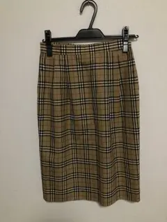 【美品】バーバリー ウール ノバチェック ラップスカート レザーバックル 40 美品】バーバリー ウール ノバチェック ラップスカート レザーバックル
