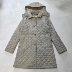 トラディショナルウェザーウェア　キルティングロングコート　杢グレー　34