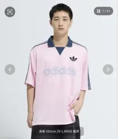 adidas ポロシャツ　ゲームシャツ　ピンク