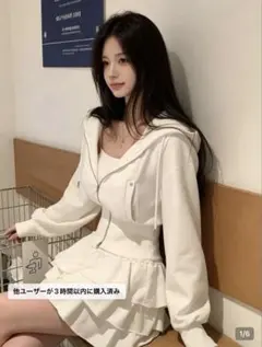 상태좋음 SHEIN ダブルジップ ホワイトパーカー