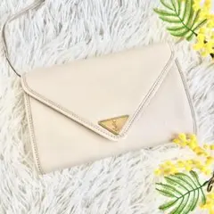 YSL イヴ・サンローラン ベージュ ヴィンテージ レザー ショルダーバッグ