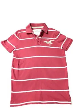 HOLLISTER ホリスター メンズ 半袖 ボーダーポロシャツレッドM kaj