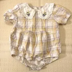 テータテート✳︎チェック柄フリル襟ロンパース80