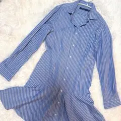 【美品】ポロ　ラルフローレン　ストライプ　シャツワンピース　綿100%