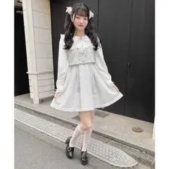 ROJITA ツイードレイヤード風ワンピース （グレー）